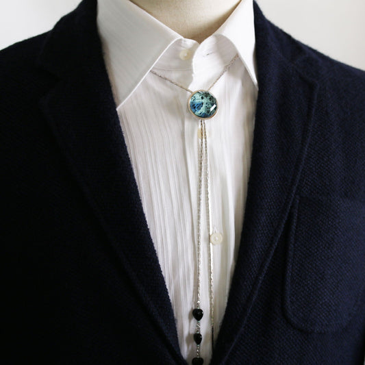 Chain Bolo Tie Blue Play Cards Onyx Heart TAMARUSAN