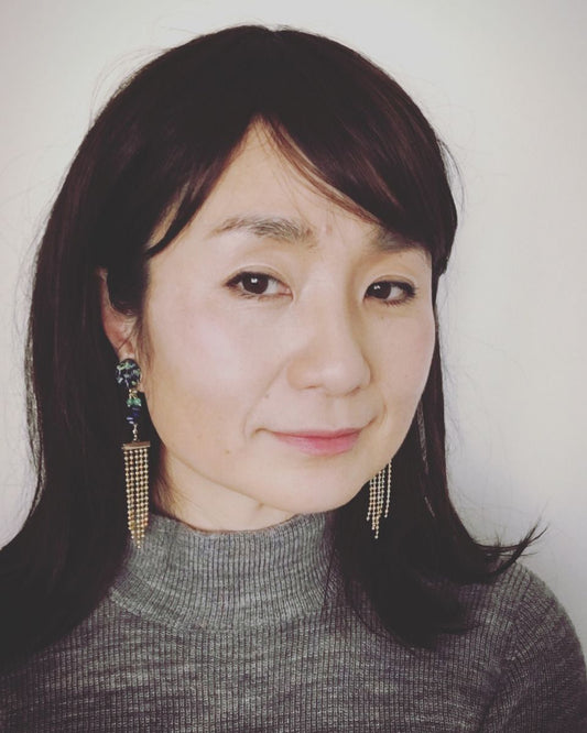 Clip Earrings Blue Gold Chain Lapis Lazuli TAMARUSAN