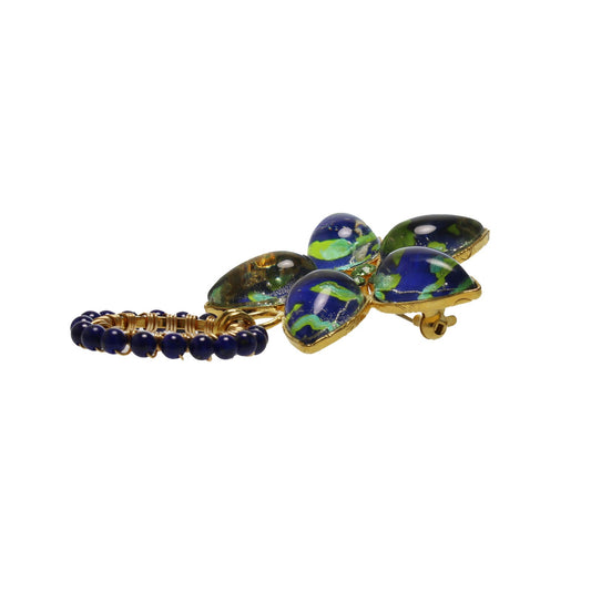 Eyeglasses Holder Brooch Blue Vine Flower TAMARUSAN