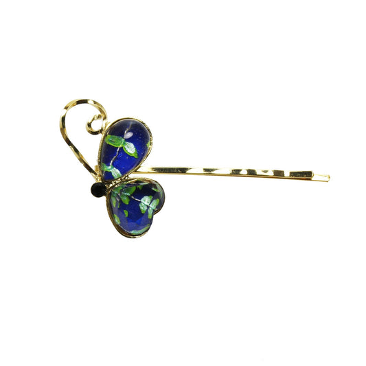 Butterfly Gorgeous Hairpin Blue Vine Gold TAMARUSAN