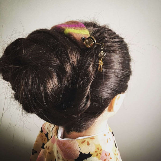 Hairpin Barrette Wool Felt Brown TAMARUSAN