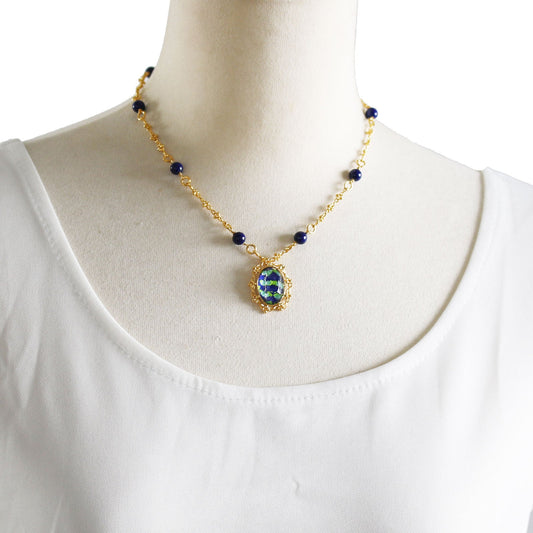 Necklace Blue Gold Lapis Lazuli TAMARUSAN