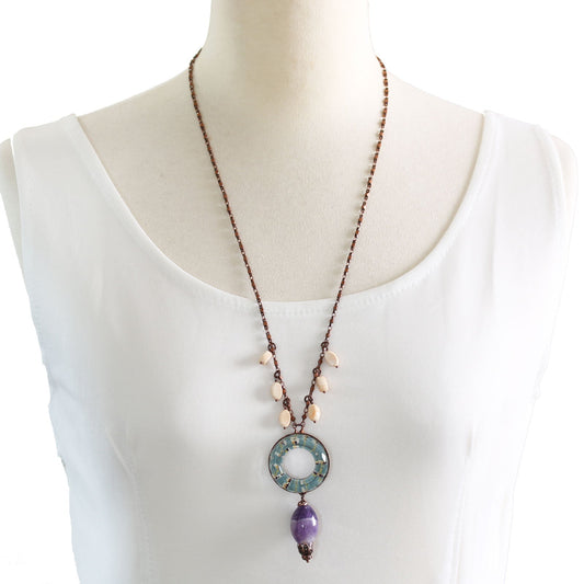 Necklace Asian Color Amethyst Green TAMARUSAN