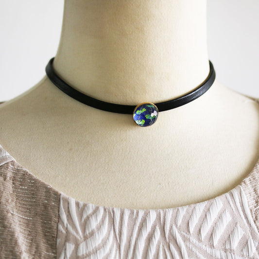 Leather Choker Blue Aventurine Vine TAMARUSAN