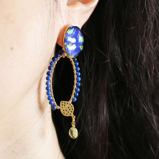 Pierced Earrings Lapis Lazuli Blue TAMARUSAN