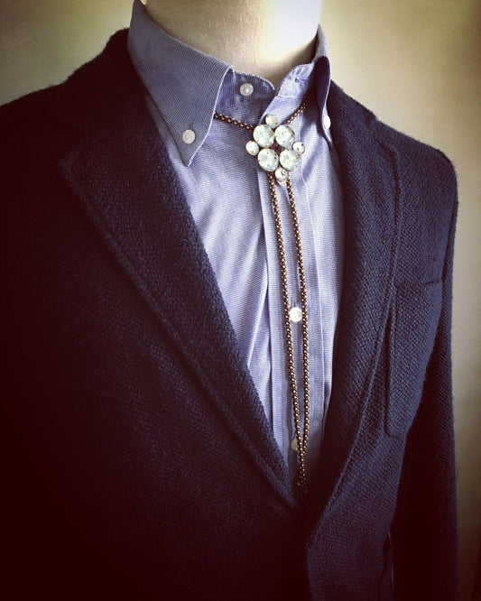 Silk Braid Bolo Tie Green Vine Unisex TAMARUSAN