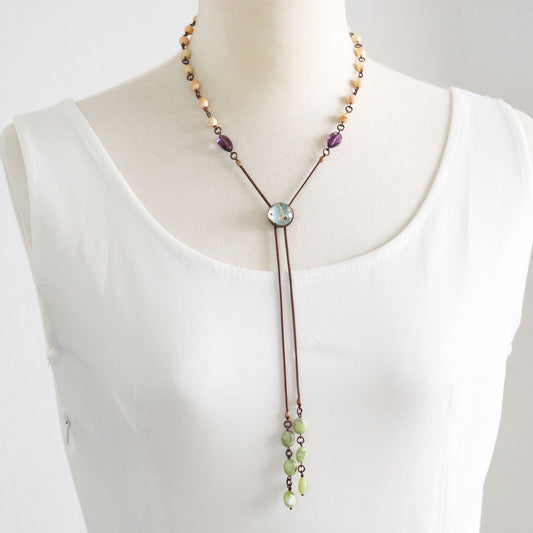 Bolo Tie Necklace Green Antique Finished TAMARUSAN