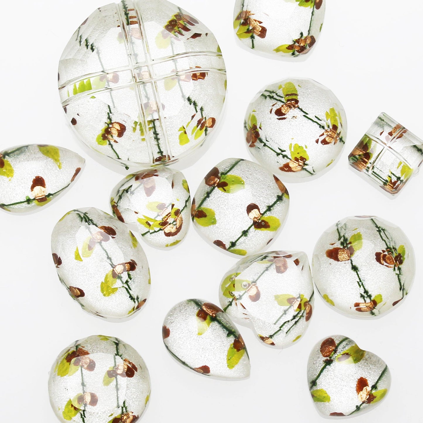 Studs Earrings Turquoise Vine Grass Original Resin White TAMARUSAN