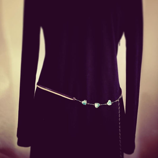 Belt Leather Heart Ribbon Quartz Blue TAMARUSAN