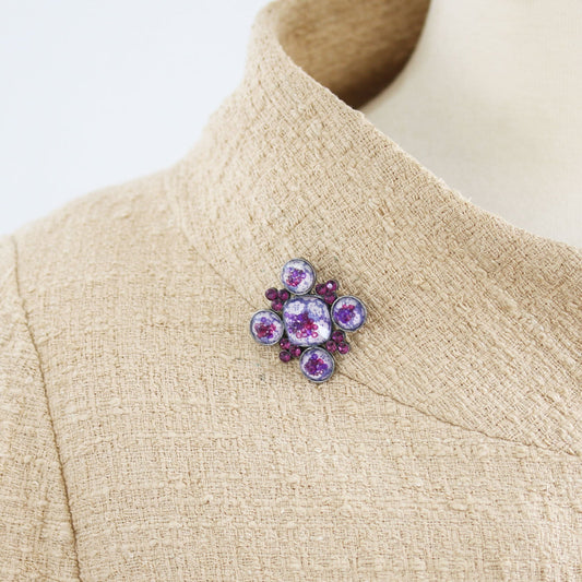 Brooch Necklace Purple Plum Rhinestone TAMARUSAN