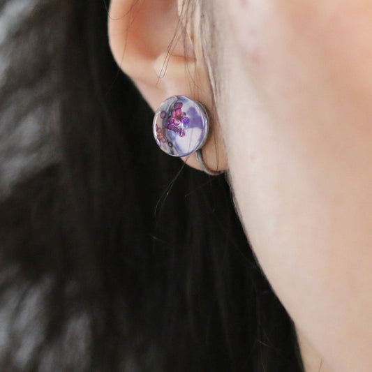 Earrings Purple Plum Resin TAMARUSAN