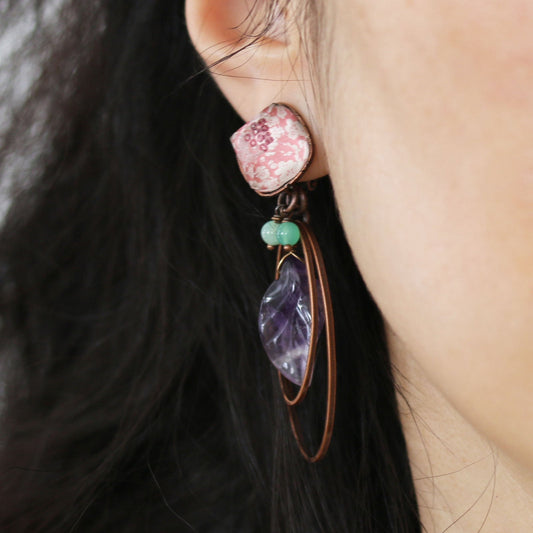 Earrings Plum Pink Amethyst TAMARUSAN