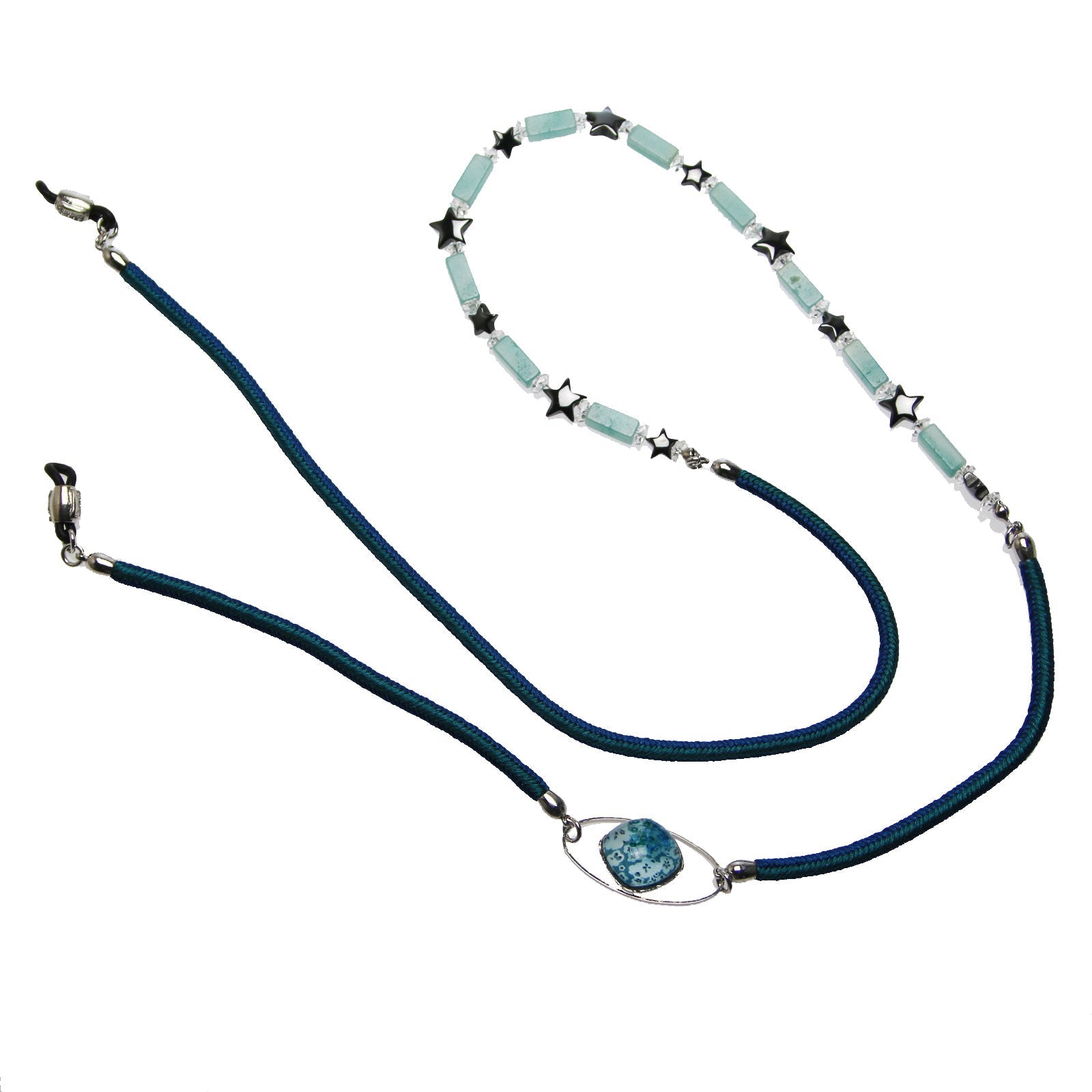Eyeglass Chain Magnetic Blue Silk TAMARUSAN