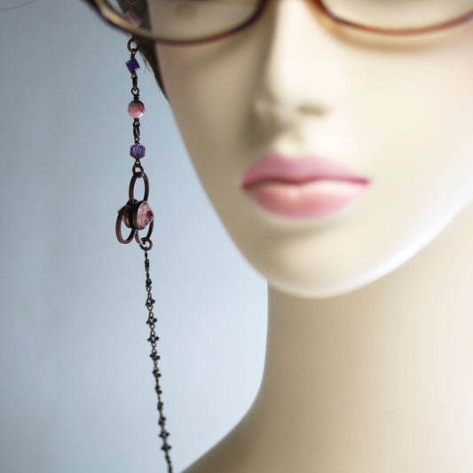 Eyeglass Chain Plum Rose Amethyst Pink TAMARUSAN