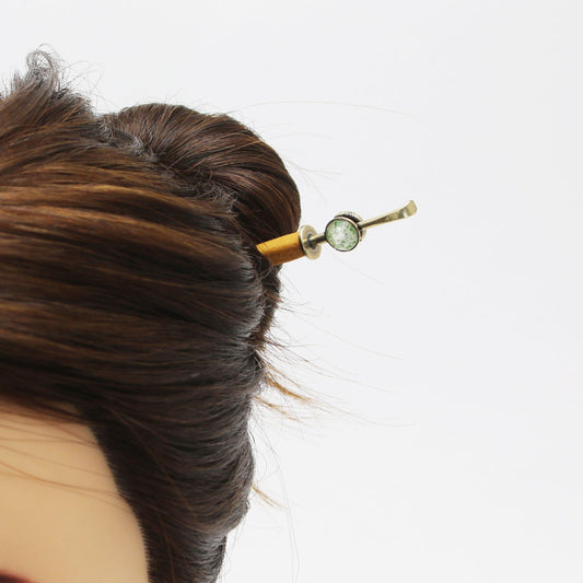 Changeable Ornament Hairpin Plum Green TAMARUSAN