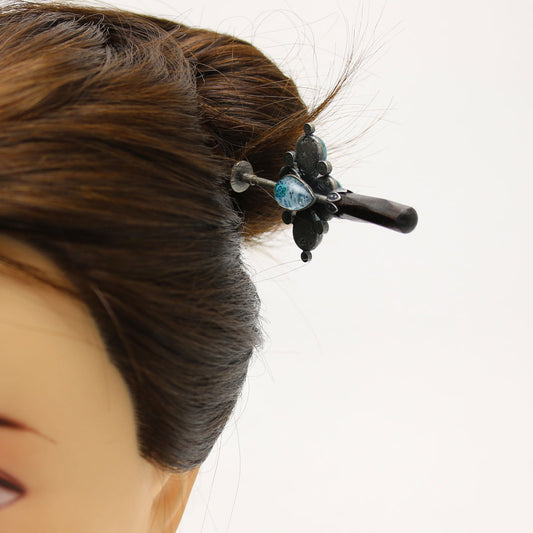 Changeable Ornament Hairpin Blue Plum TAMARUSAN