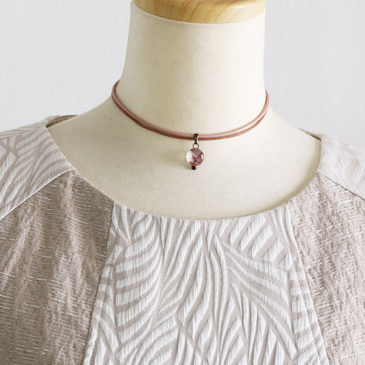 Double Leather Choker Plum Pink TAMARUSAN