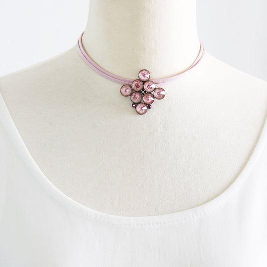 Choker Real Leather Pink Plum TAMARUSAN
