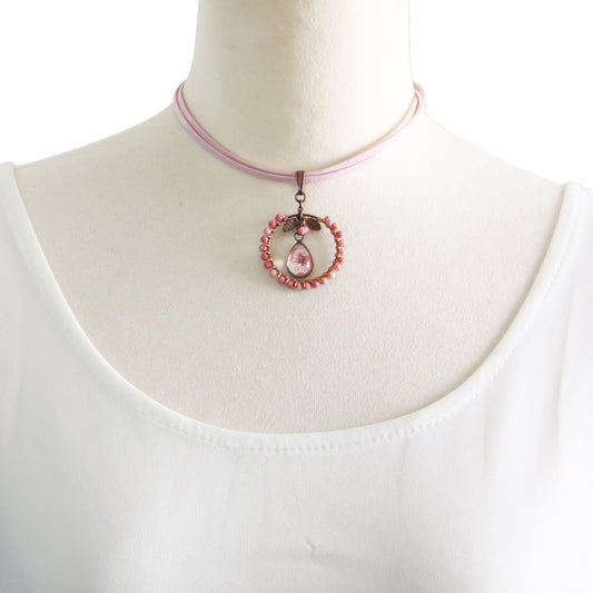 Leather Choker Pink Plum Roadnite TAMARUSAN
