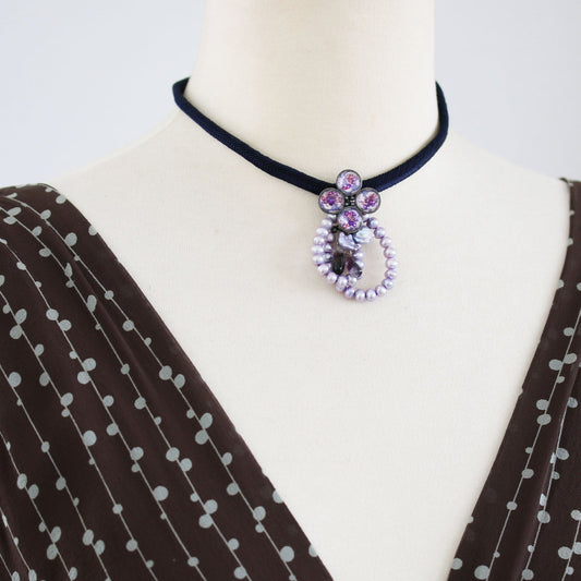 Choker Flower Plum Purple Ribbon TAMARUSAN