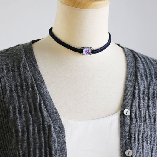 Ribbon Choker Purple Plum Amethyst TAMARUSAN