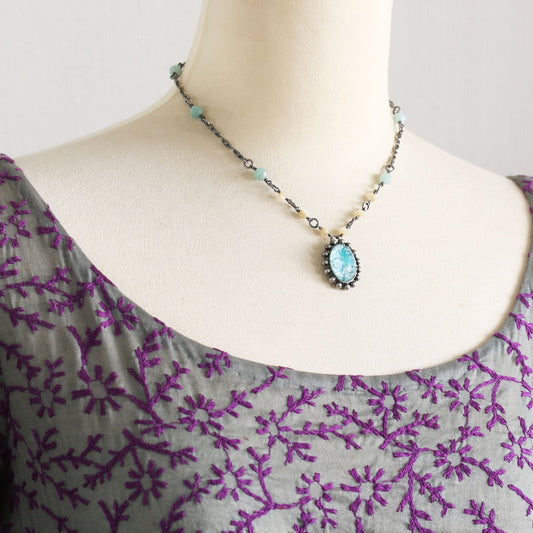 Necklace Plum Light Blue TAMARUSAN