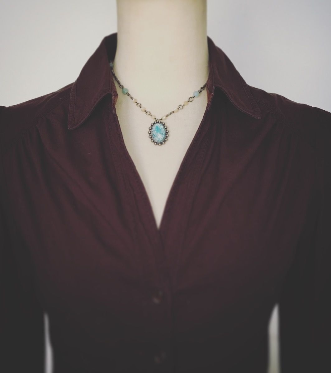 Necklace Plum Light Blue TAMARUSAN