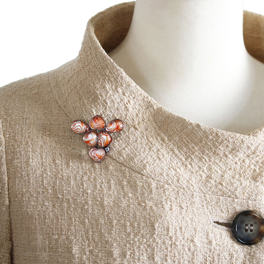 Brooch Orange Aquamarine Vortex TAMARUSAN