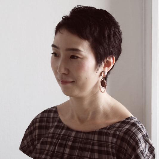 Earring Hoop Orange Coral Wood TAMARUSAN