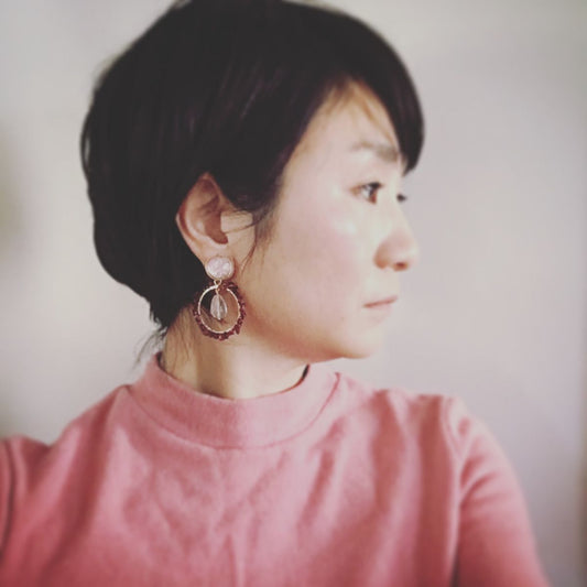 Hoop Earrings Pink Garnet Vortex TAMARUSAN