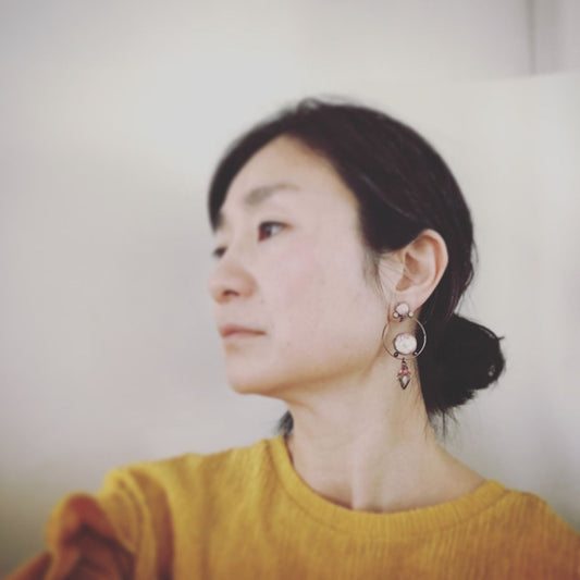 Hoop Earrings Pink Rhodonite Vortex TAMARUSAN