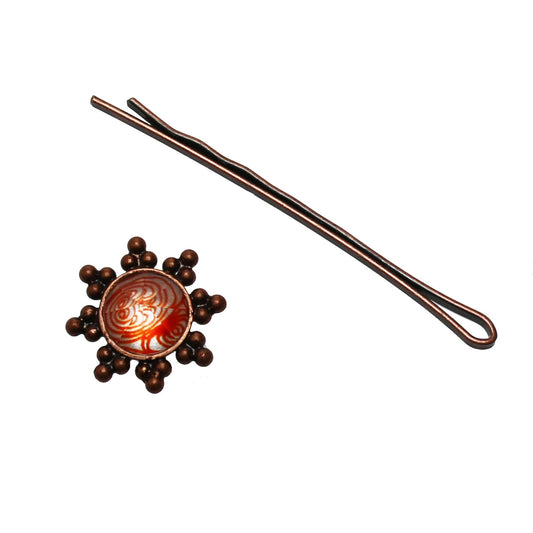Hairpin Flower Orange Antique Look TAMARUSAN