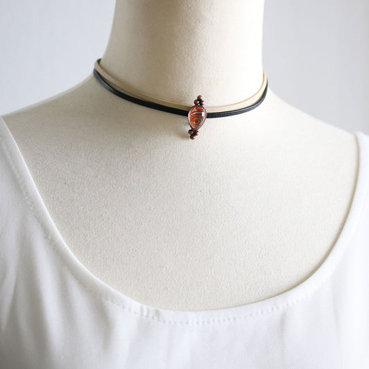 Double Leather Choker Orange TAMARUSAN
