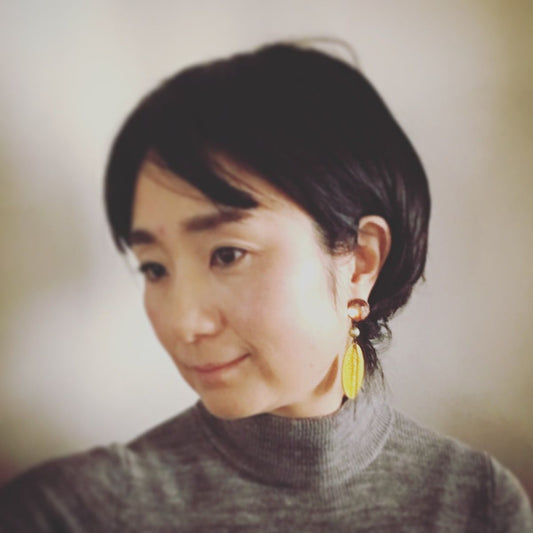 Stud Earrings Silk Yellow Thread TAMARUSAN