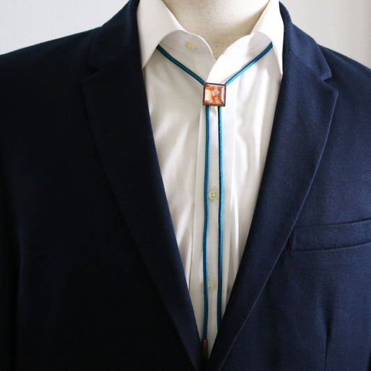 Silk Braid Bolo Tie Vortex Orange Square TAMARUSAN
