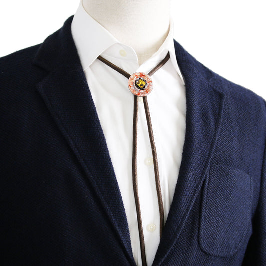 Silk Braid Bolo Tie Donut Orange Vortex TAMARUSAN