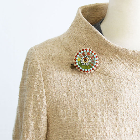 Brooch Clip Orange Natural Stone TAMARUSAN