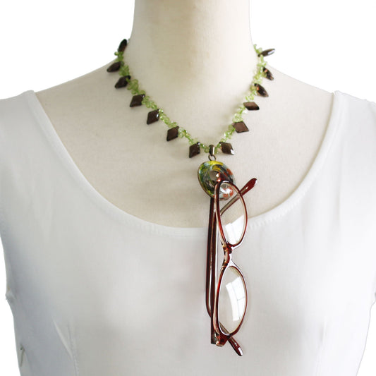 Eyeglass Holder Peridot Smoky Quartz Green TAMARUSAN