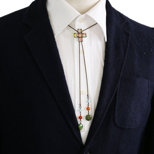 Bolo Tie Chain Carnelian Amazonite Cross Multicolor TAMARUSAN