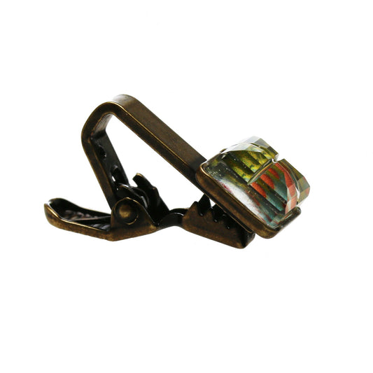 Simple Tie Clip Short Square Green TAMARUSAN