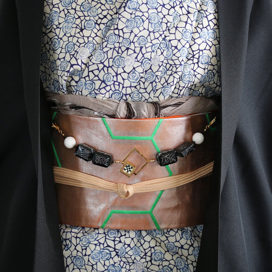 Haori Himo Black Checkered Pattern TAMARUSAN