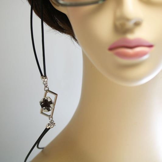 Eyeglass Chain Leather Original Resin Black White TAMARUSAN