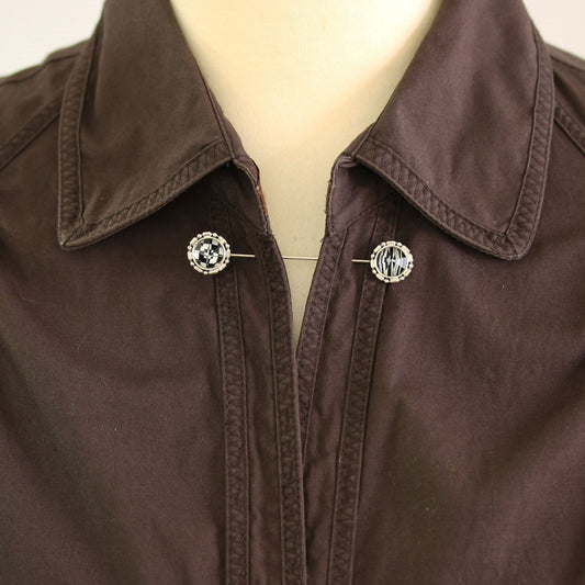 Ornamental Hatpin White Black TAMARUSAN