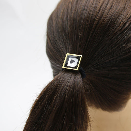 Simple Hair Elastic Black White 24k Gold TAMARUSAN