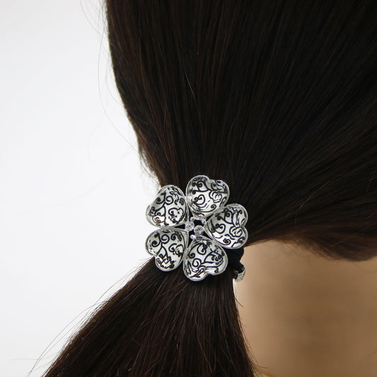 Hair Elastic Gorgeous Flower White Black TAMARUSAN