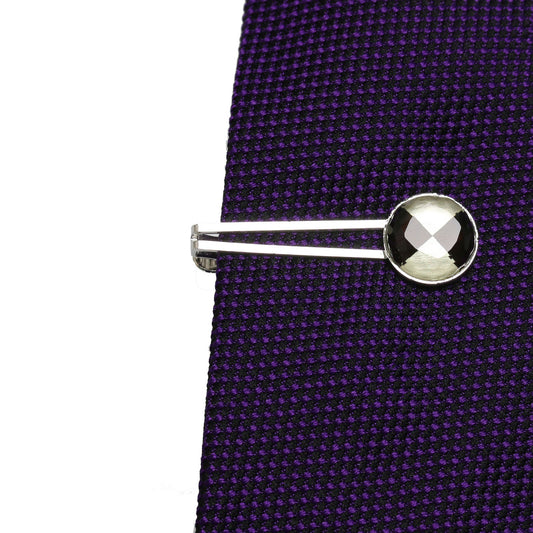 Simple Tie Clip Black White Round TAMARUSAN