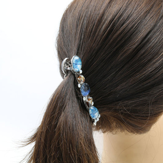 Banana Clip Barrette Lily Marble Blue TAMARUSAN