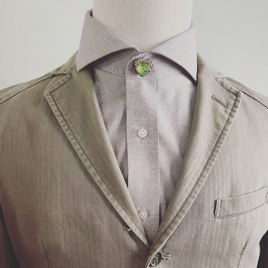 Button Cover Broach Clip Handmade Resin Green TAMARUSAN