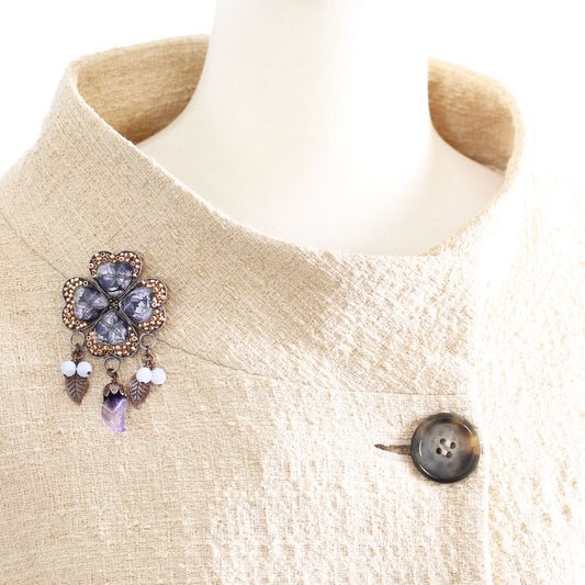 Brooch Purple Lily Flower Corsage TAMARUSAN