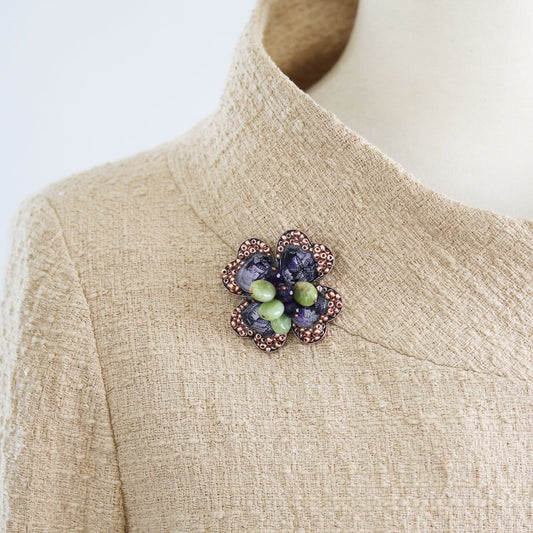 Brooch Lily Pattern Purple Flower TAMARUSAN